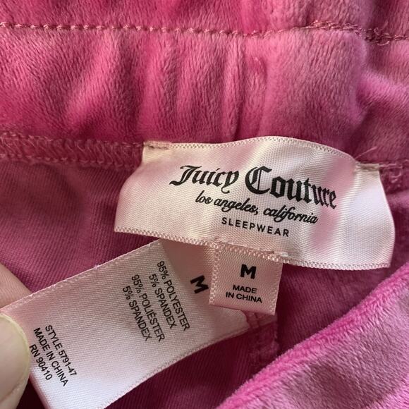 Vintage Y2k Juicy Couture Sleepwear Drawstring Pants Pink Velour Womens Size M - Picture 5 of 14